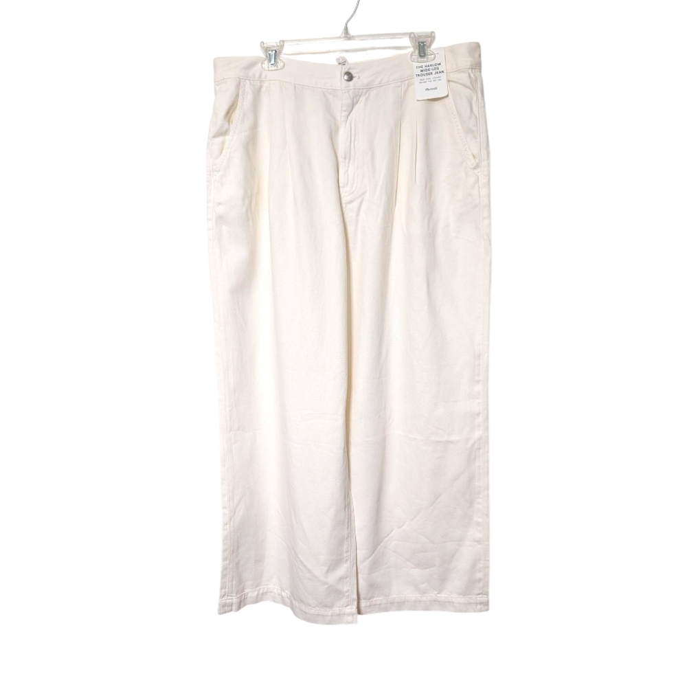 Madewell Off White Vintage Canvas The Harlow Wide Leg Trouser Jeans Size 32 NWT